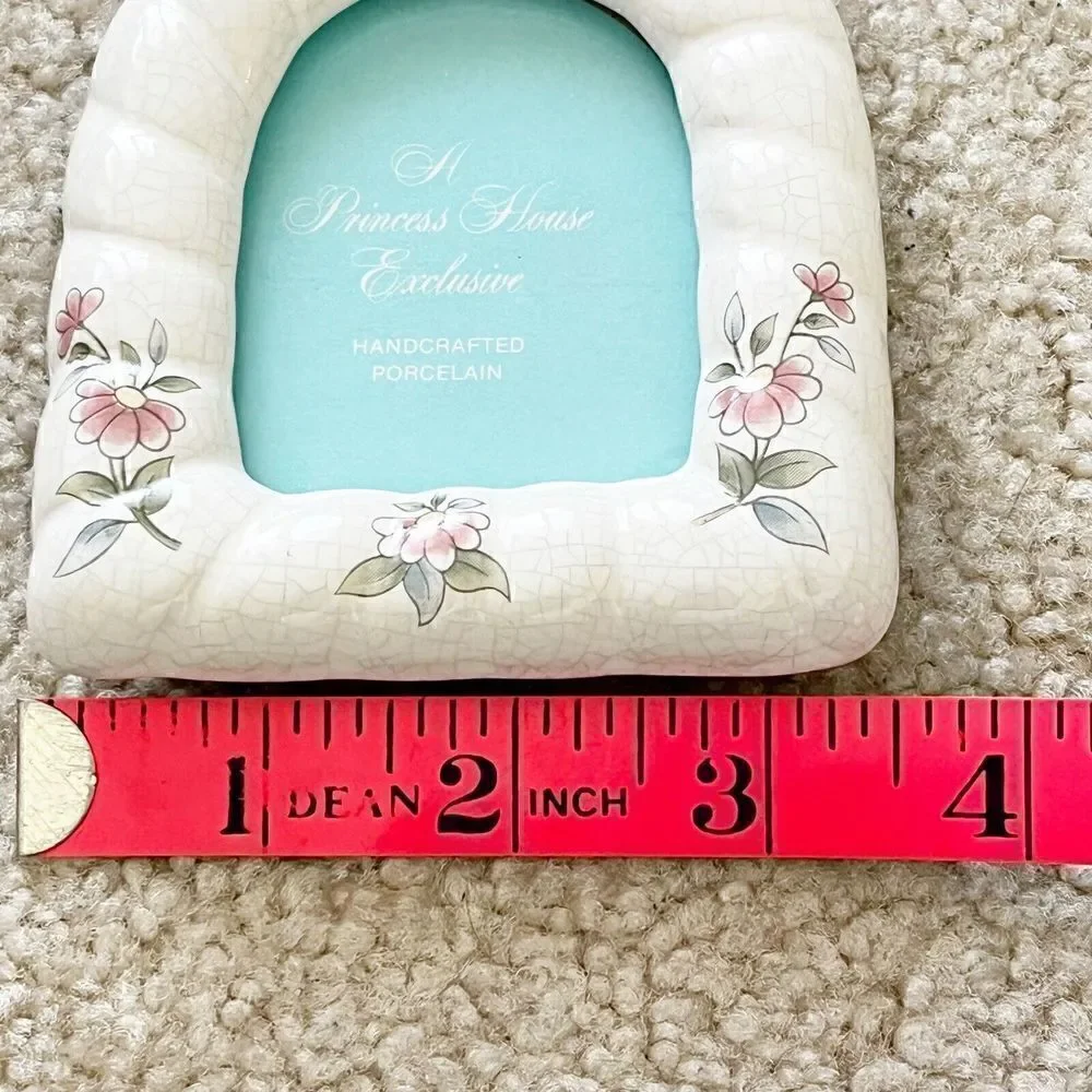 Victorian Roses Picture Frame Romantic Small Porcelain Crackle Princess Baby